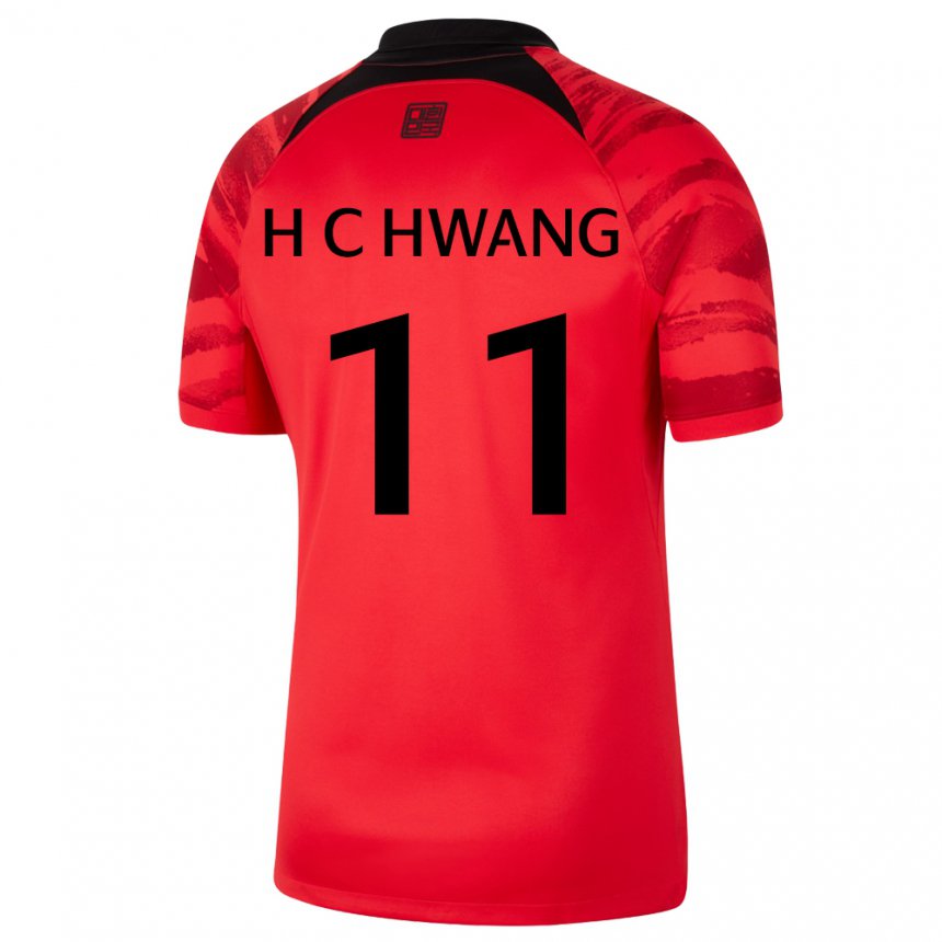 Férfi Dél-koreai Hee-chan Hwang #11 Piros Fekete Hazai Jersey 22-24 Mez Póló Ing
