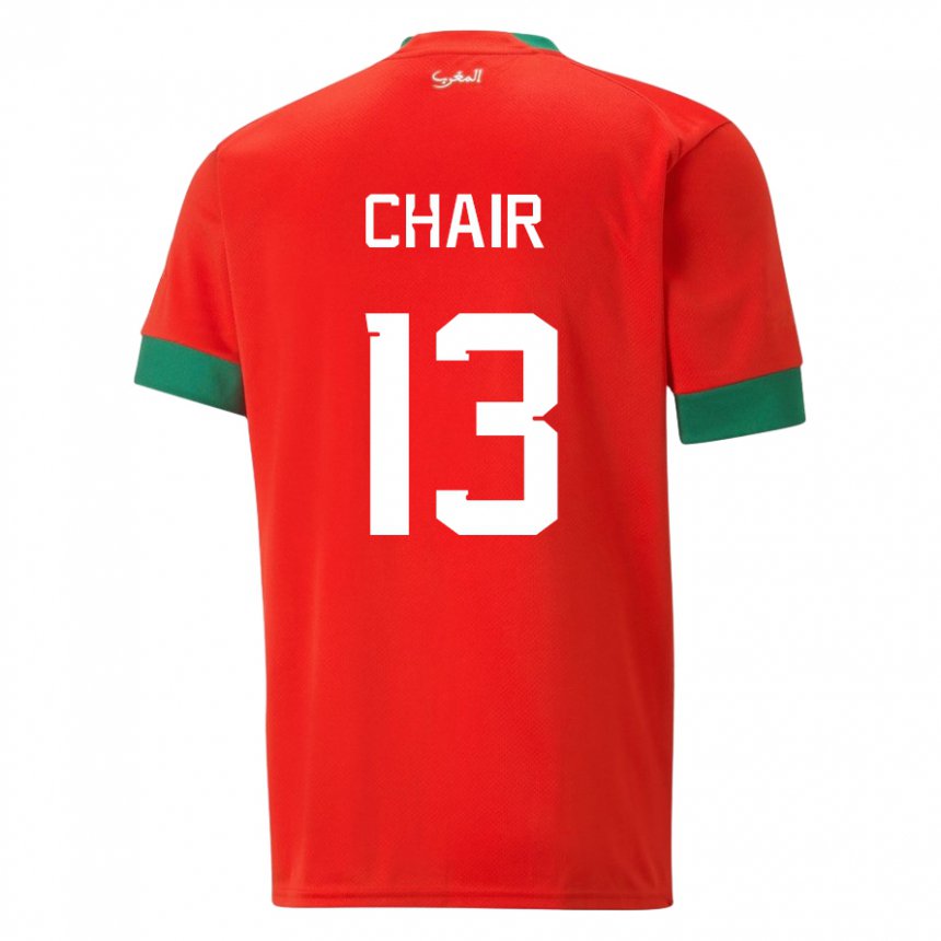 Női Marokkói Iliass Chair #13 Piros Hazai Jersey 22-24 Mez Póló Ing