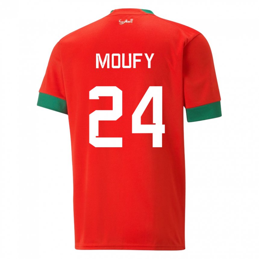 Női Marokkói Fahd Moufy #24 Piros Hazai Jersey 22-24 Mez Póló Ing
