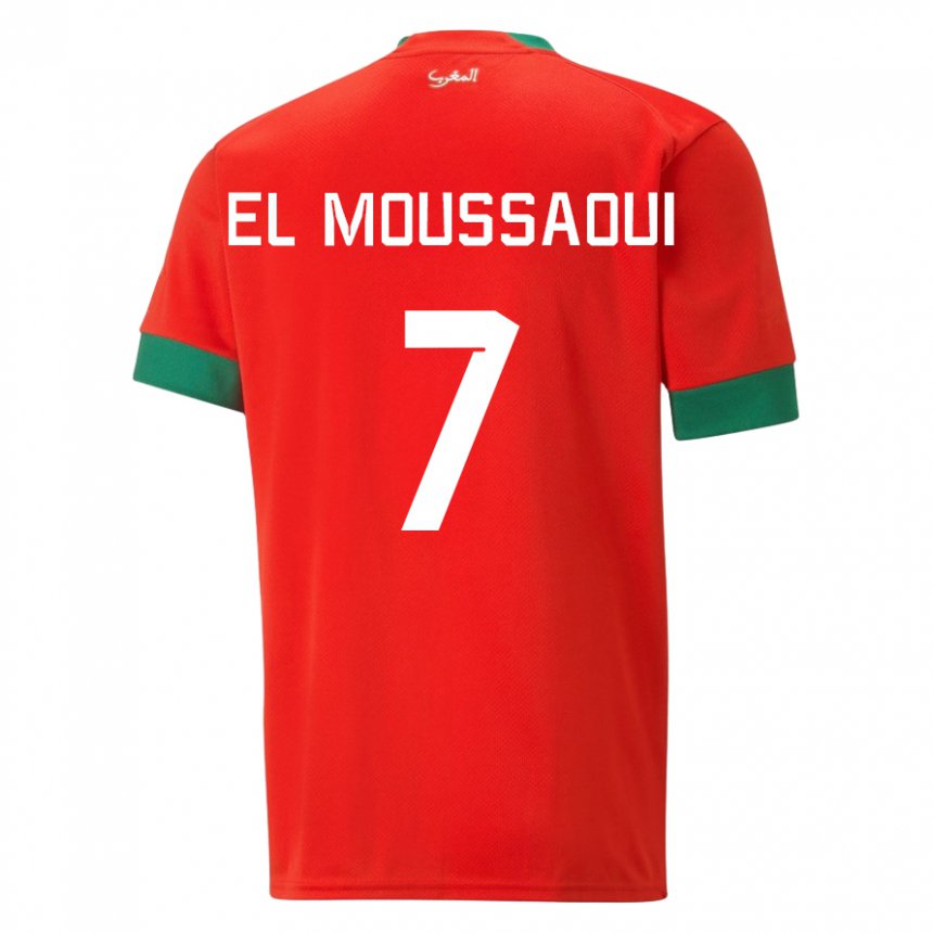 Női Marokkói Hamza El Moussaoui #7 Piros Hazai Jersey 22-24 Mez Póló Ing