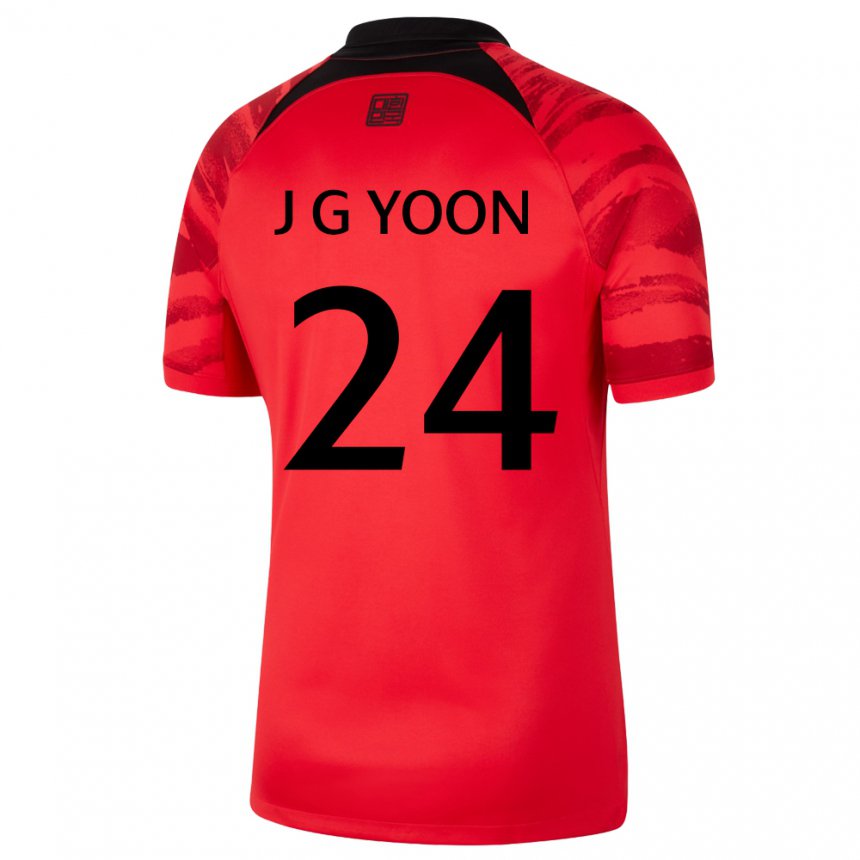 Női Dél-koreai Jong-gyu Yoon #24 Piros Fekete Hazai Jersey 22-24 Mez Póló Ing