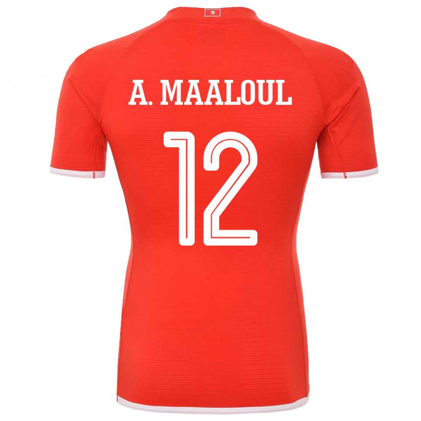 Női Tunéziai Ali Maaloul #12 Piros Hazai Jersey 22-24 Mez Póló Ing