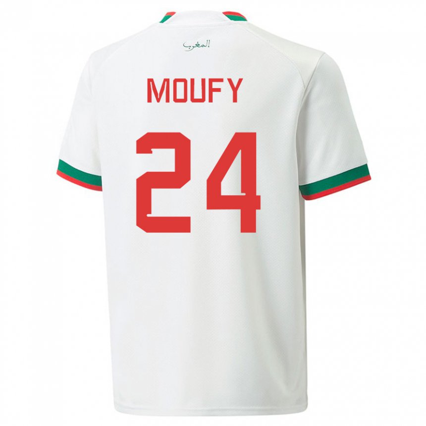 Női Marokkói Fahd Moufy #24 Fehér Idegenbeli Jersey 22-24 Mez Póló Ing