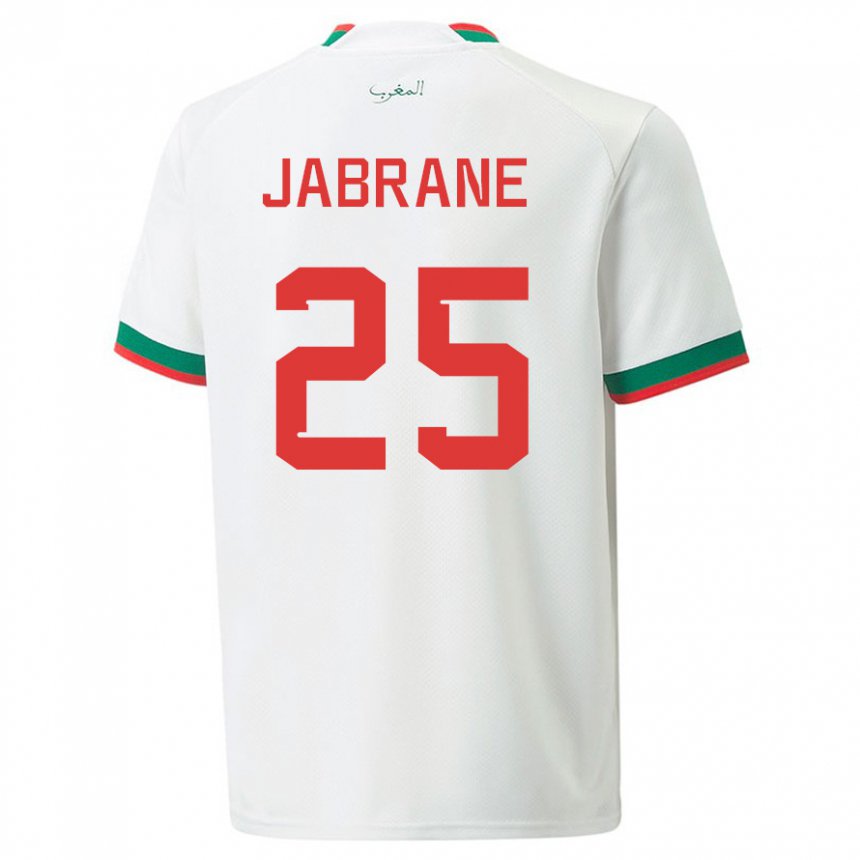 Női Marokkói Yahya Jabrane #25 Fehér Idegenbeli Jersey 22-24 Mez Póló Ing