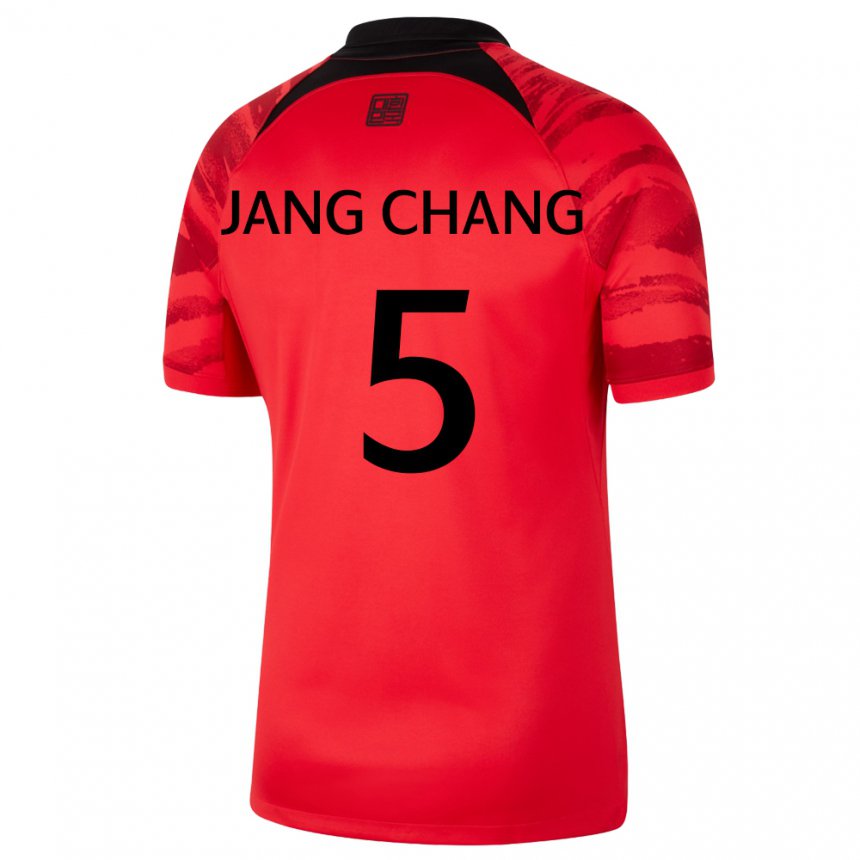 Gyermek Dél-koreai Jang Chang #5 Piros Fekete Hazai Jersey 22-24 Mez Póló Ing