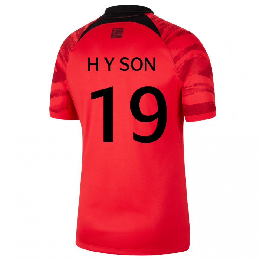 Férfi Dél-koreai Son Hwa Yeon #19 Piros Fekete Hazai Jersey 22-24 Mez Póló Ing