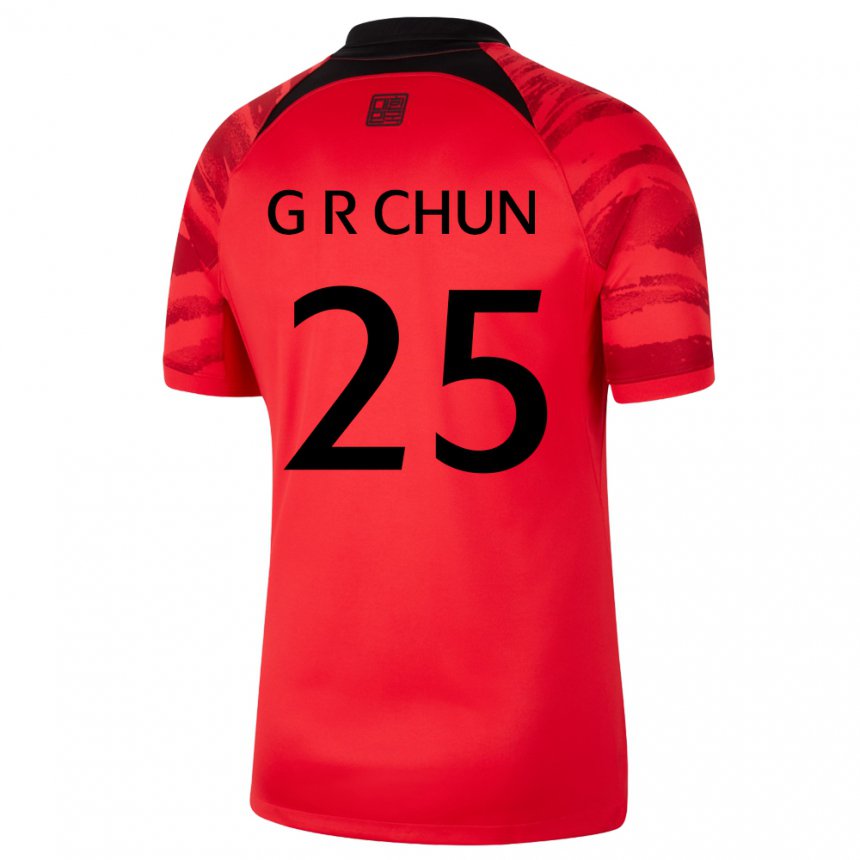 Férfi Dél-koreai Chun Ga Ram #25 Piros Fekete Hazai Jersey 22-24 Mez Póló Ing