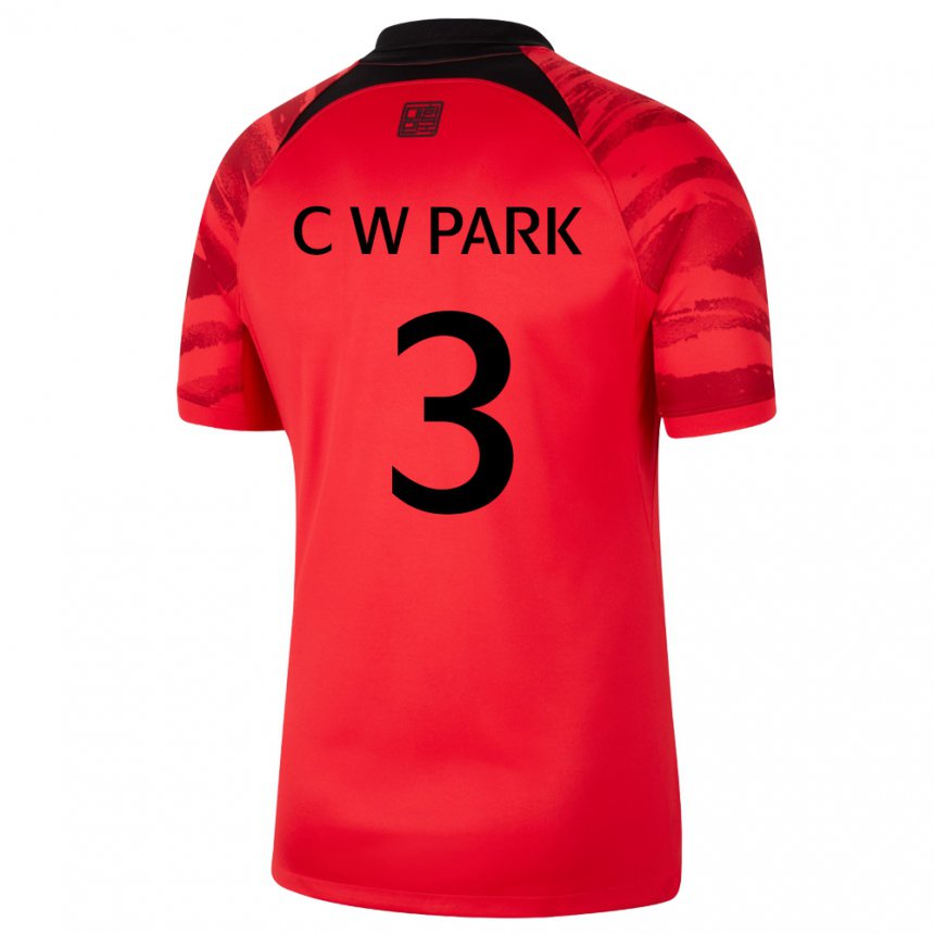 Férfi Dél-koreai Park Chang Woo #3 Piros Fekete Hazai Jersey 22-24 Mez Póló Ing