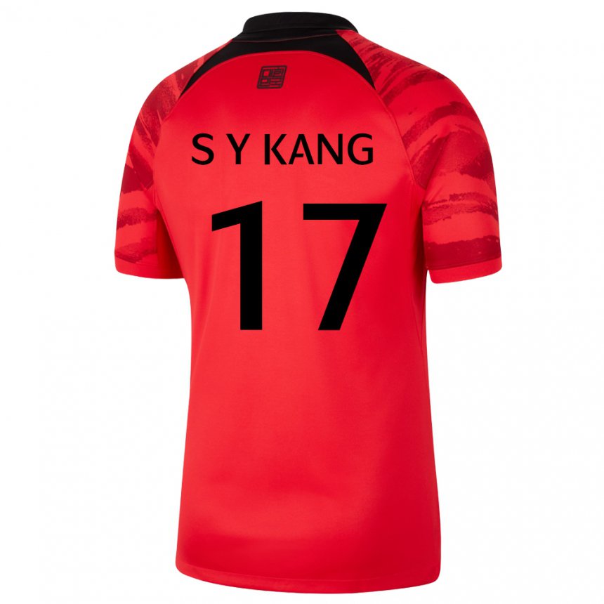 Férfi Dél-koreai Kang Sang Yun #17 Piros Fekete Hazai Jersey 22-24 Mez Póló Ing