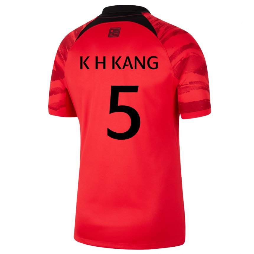 Női Dél-koreai Kang Kyo Hun #5 Piros Fekete Hazai Jersey 22-24 Mez Póló Ing