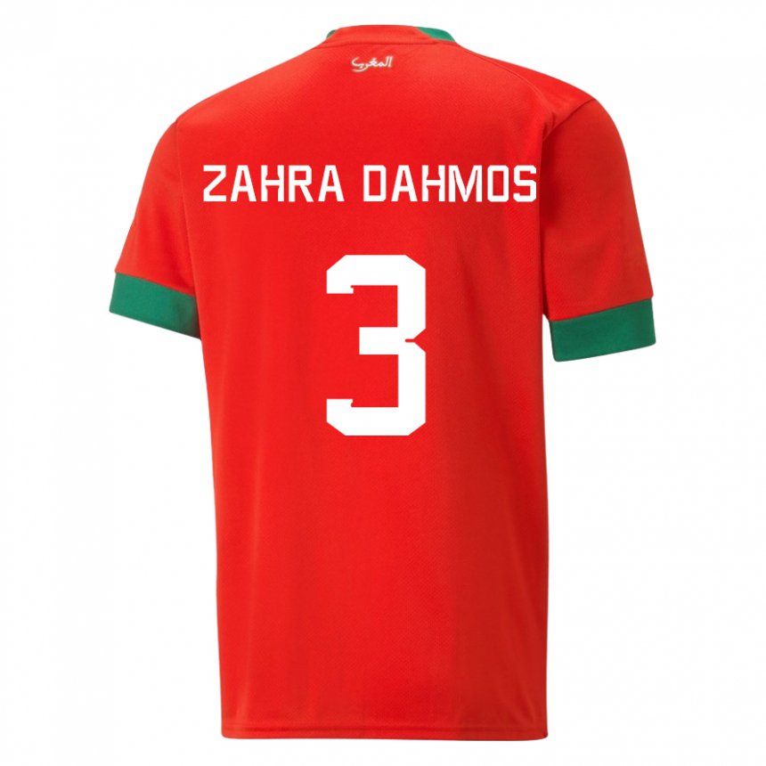 Női Marokkói Fatima Zahra Dahmos #3 Piros Hazai Jersey 22-24 Mez Póló Ing