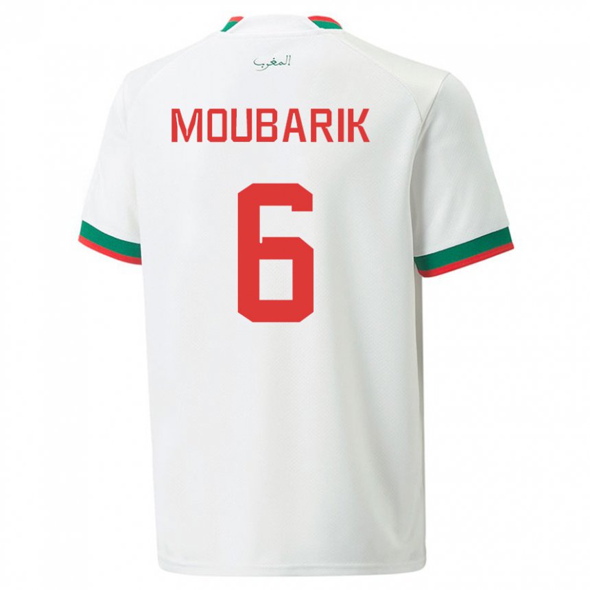 Női Marokkói El Mehdi Moubarik #6 Fehér Idegenbeli Jersey 22-24 Mez Póló Ing