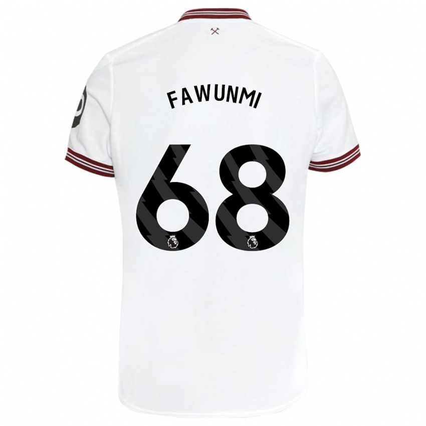 Gyermek Favour Fawunmi #68 Fehér Idegenbeli Jersey 2023/24 Mez Póló Ing