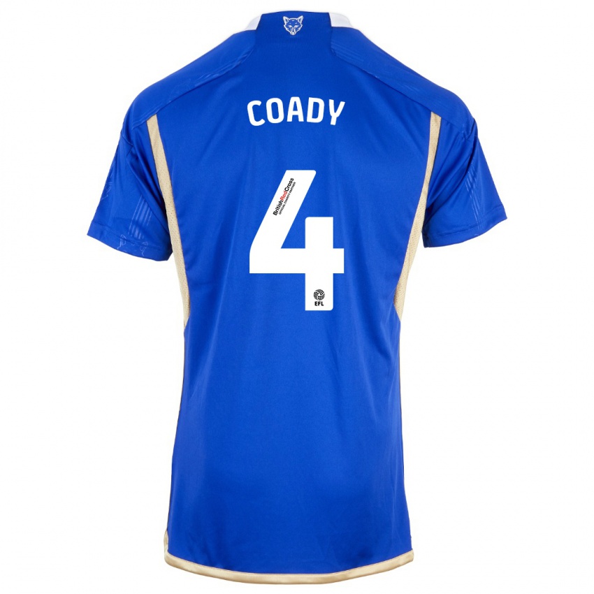 Férfi Conor Coady #4 Királykék Hazai Jersey 2023/24 Mez Póló Ing