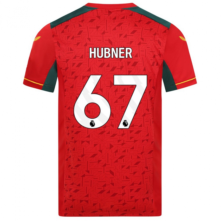 Férfi Justin Hubner #67 Piros Idegenbeli Jersey 2023/24 Mez Póló Ing
