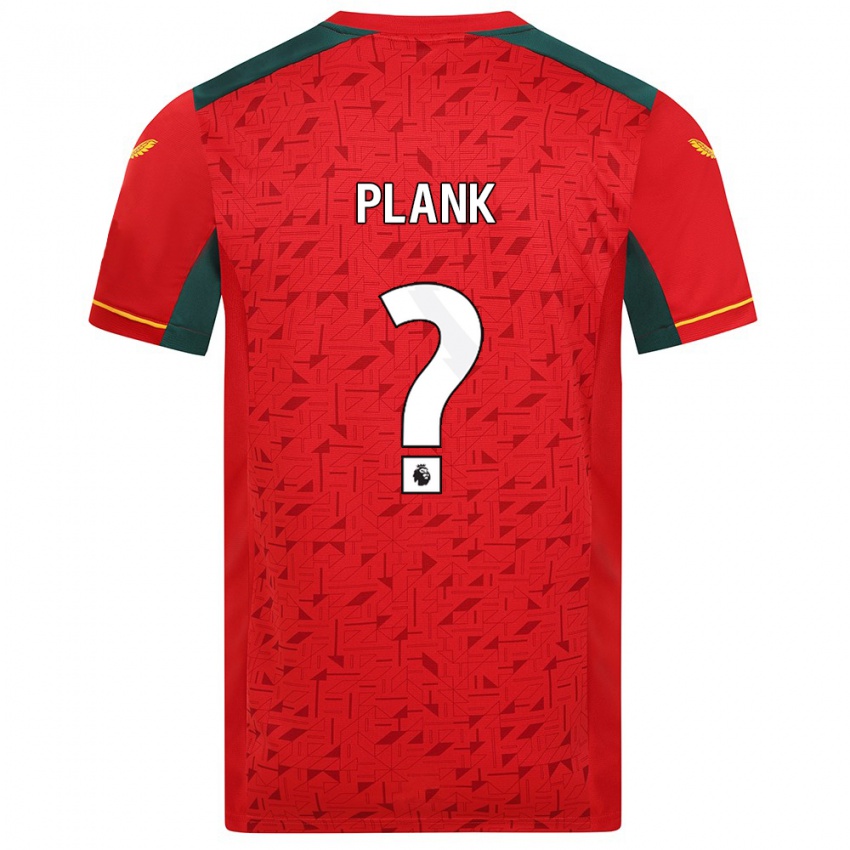 Férfi Dom Plank #0 Piros Idegenbeli Jersey 2023/24 Mez Póló Ing