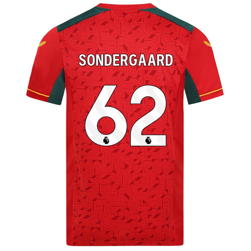 Férfi Andreas Sondergaard #62 Piros Idegenbeli Jersey 2023/24 Mez Póló Ing