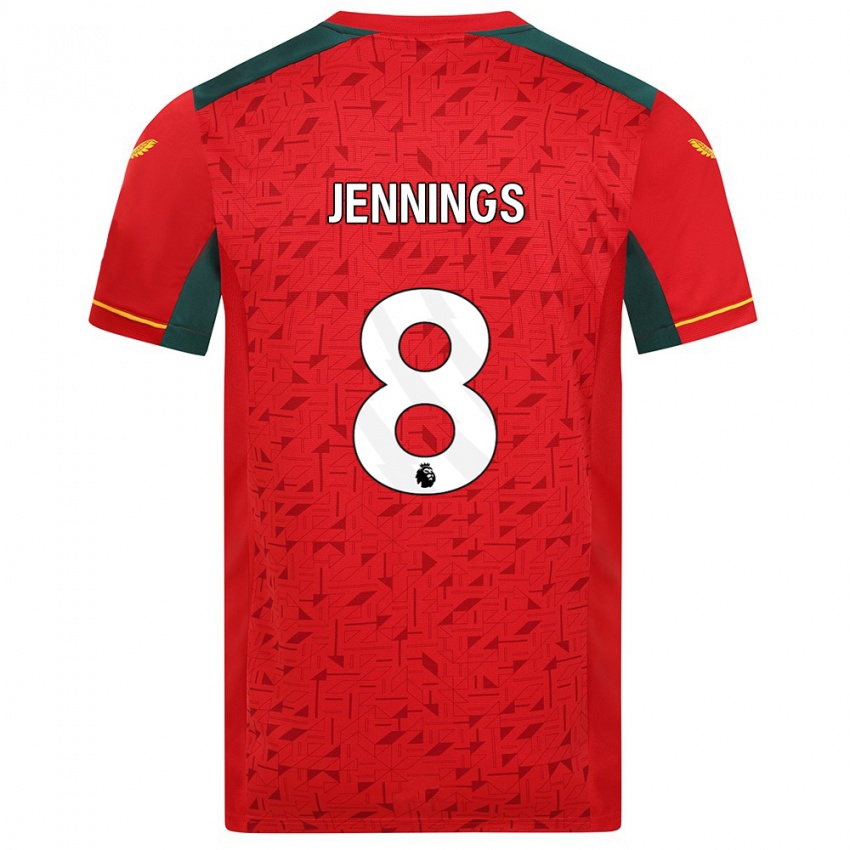Férfi Shannie Jennings #8 Piros Idegenbeli Jersey 2023/24 Mez Póló Ing