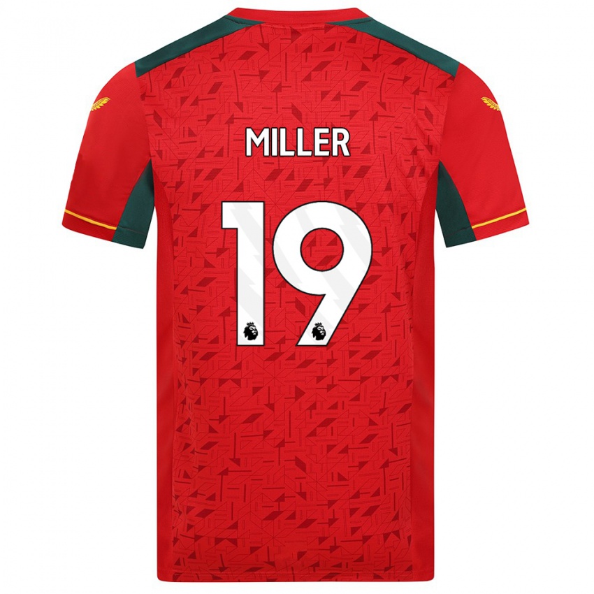 Férfi Ali Miller #19 Piros Idegenbeli Jersey 2023/24 Mez Póló Ing
