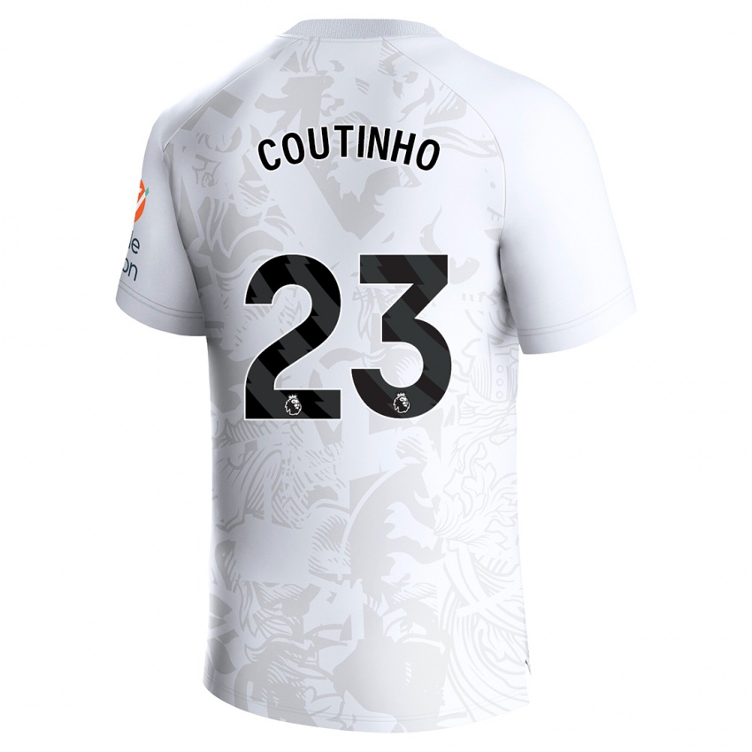 Férfi Philippe Coutinho #23 Fehér Idegenbeli Jersey 2023/24 Mez Póló Ing