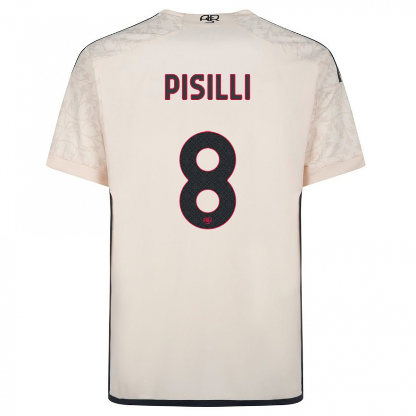 Férfi Niccolo Pisilli #8 Piszkosfehér Idegenbeli Jersey 2023/24 Mez Póló Ing