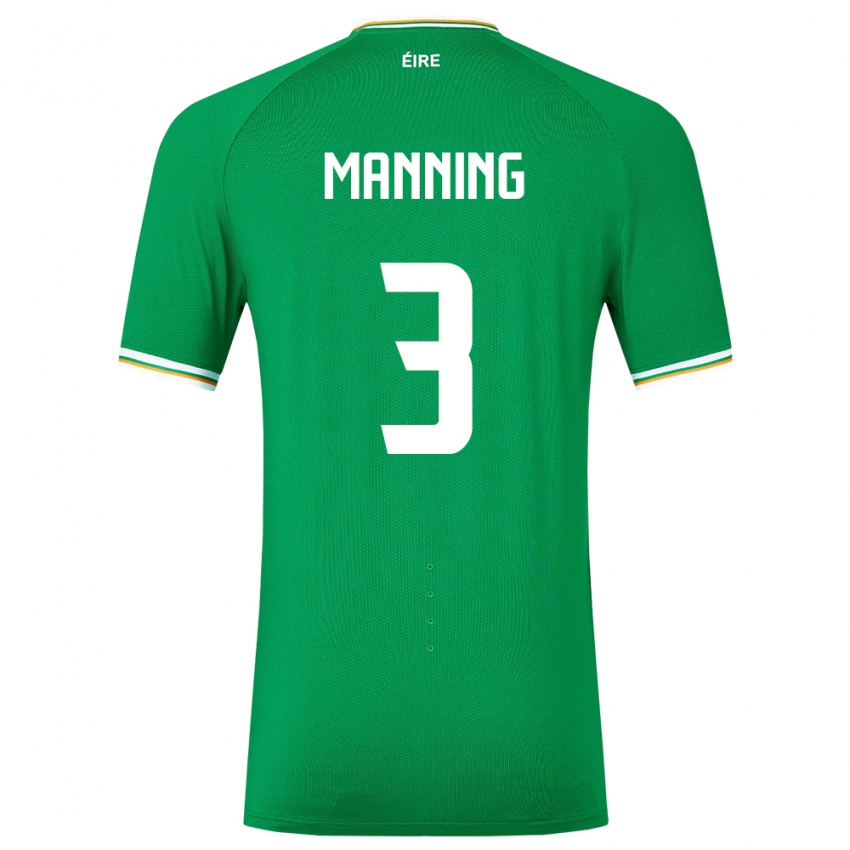 Gyermek Ír-Sziget Ryan Manning #3 Zöld Hazai Jersey 24-26 Mez Póló Ing