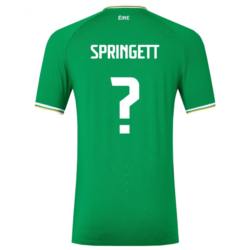 Gyermek Ír-Sziget Tony Springett #0 Zöld Hazai Jersey 24-26 Mez Póló Ing