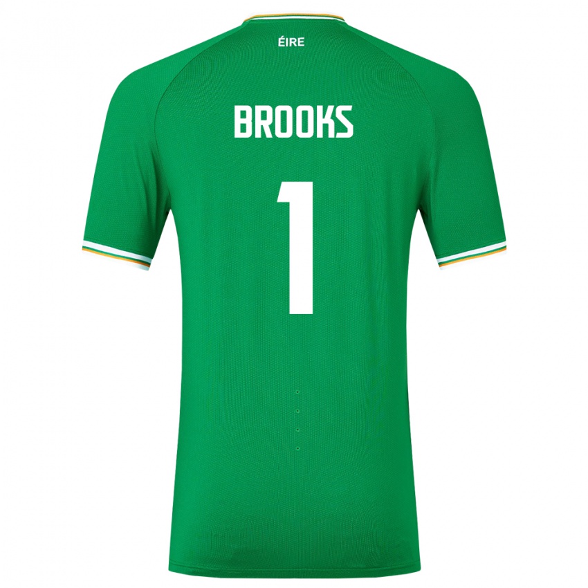 Gyermek Ír-Sziget Tiernan Brooks #1 Zöld Hazai Jersey 24-26 Mez Póló Ing
