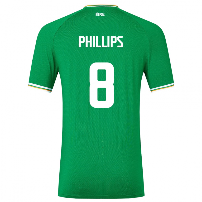 Gyermek Ír-Sziget Killian Phillips #8 Zöld Hazai Jersey 24-26 Mez Póló Ing