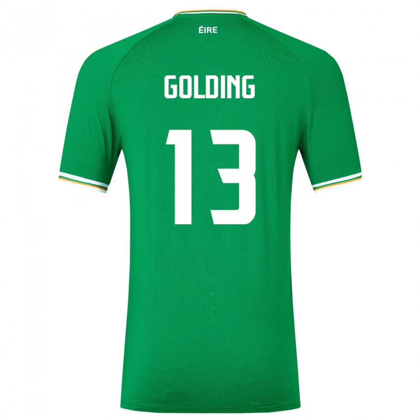 Gyermek Ír-Sziget James Golding #13 Zöld Hazai Jersey 24-26 Mez Póló Ing