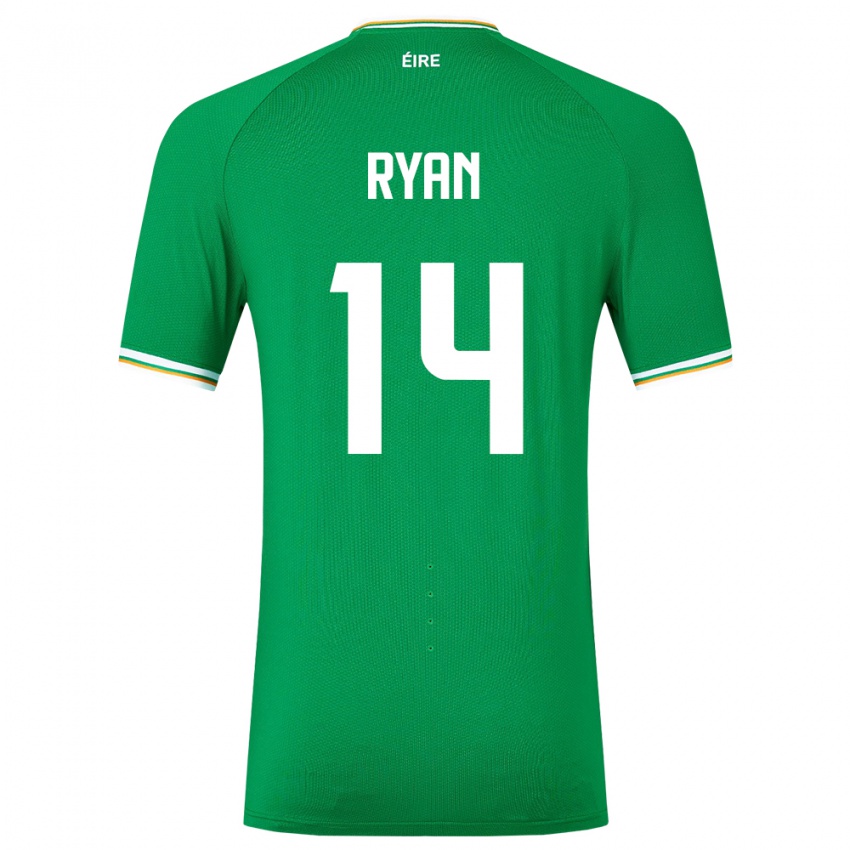 Gyermek Ír-Sziget John Ryan #14 Zöld Hazai Jersey 24-26 Mez Póló Ing