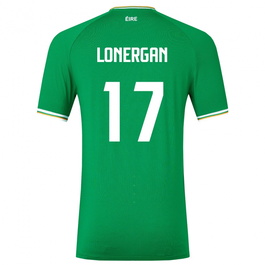 Gyermek Ír-Sziget Tom Lonergan #17 Zöld Hazai Jersey 24-26 Mez Póló Ing