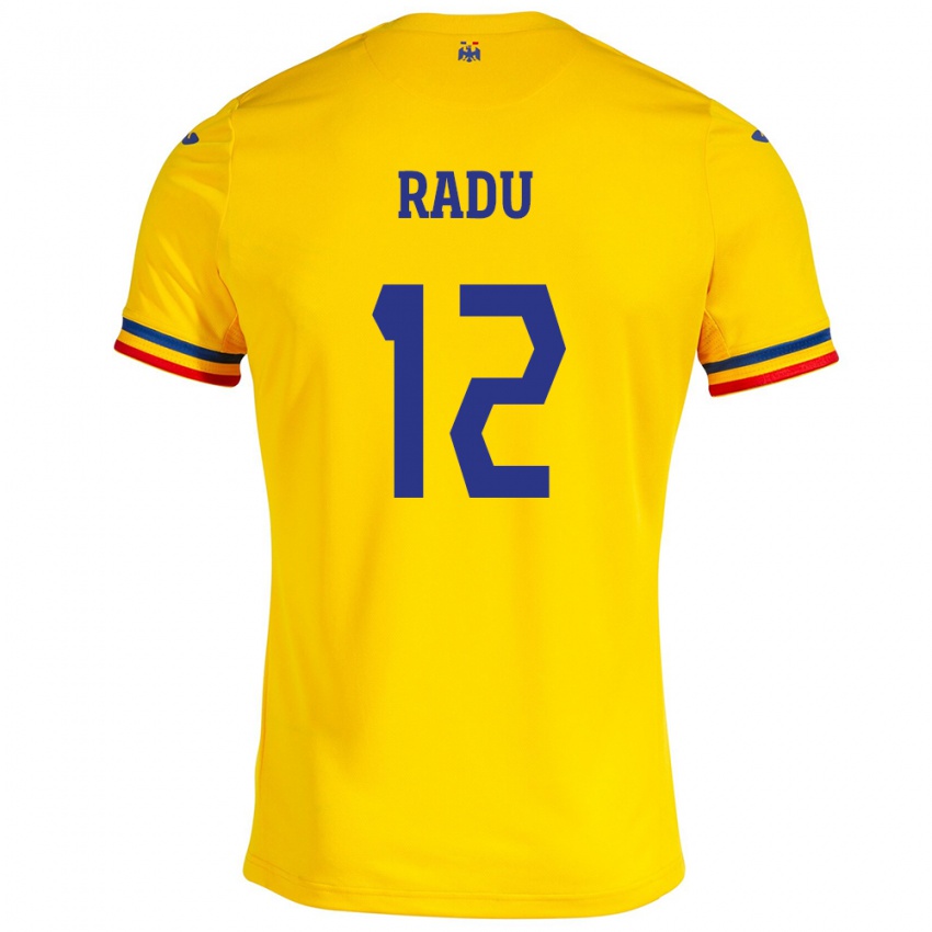 Gyermek Románia Riccardo Radu #12 Sárga Hazai Jersey 24-26 Mez Póló Ing