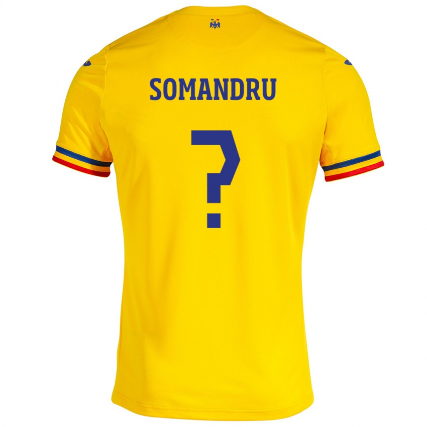 Gyermek Románia Eric Somandru #0 Sárga Hazai Jersey 24-26 Mez Póló Ing