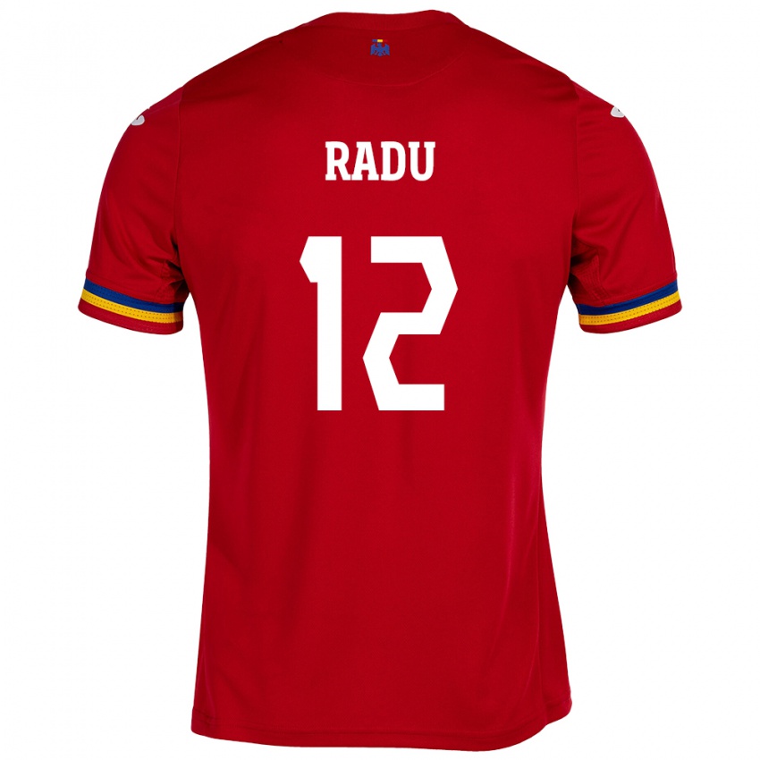 Gyermek Románia Riccardo Radu #12 Piros Idegenbeli Jersey 24-26 Mez Póló Ing