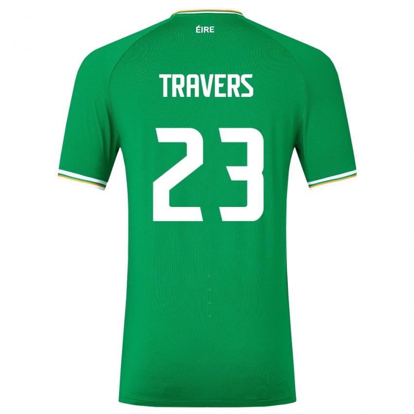 Férfi Ír-Sziget Mark Travers #23 Zöld Hazai Jersey 24-26 Mez Póló Ing