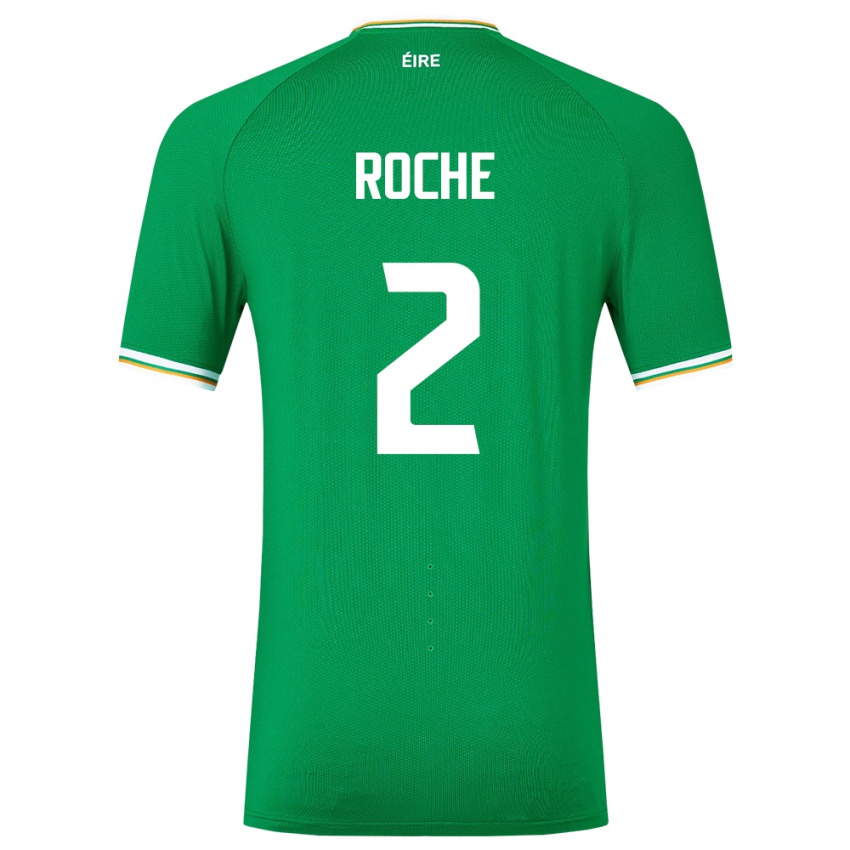 Férfi Ír-Sziget James Roche #2 Zöld Hazai Jersey 24-26 Mez Póló Ing