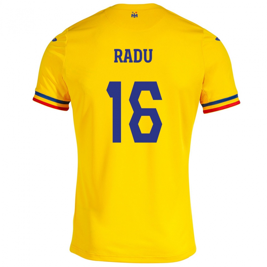 Férfi Románia Andrei Radu #16 Sárga Hazai Jersey 24-26 Mez Póló Ing