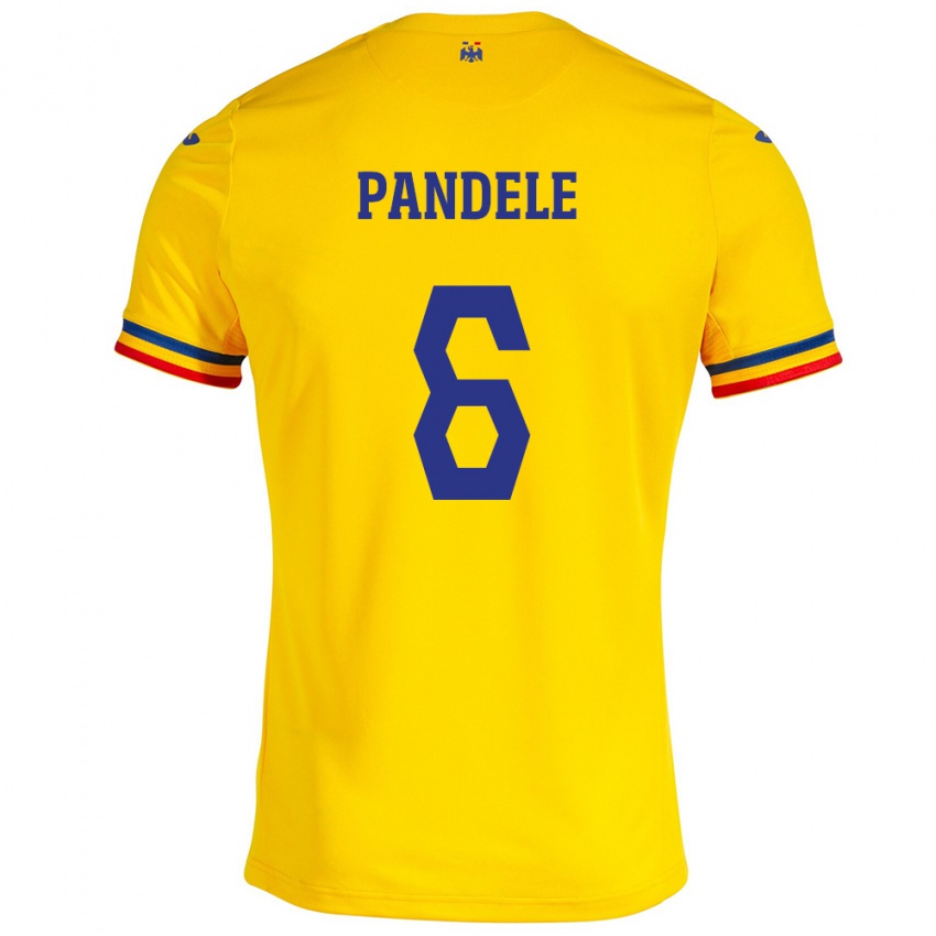 Férfi Románia Andrei Pandele #6 Sárga Hazai Jersey 24-26 Mez Póló Ing