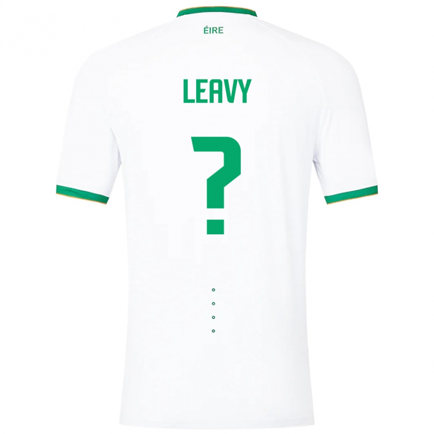 Férfi Ír-Sziget Kian Leavy #0 Fehér Idegenbeli Jersey 24-26 Mez Póló Ing
