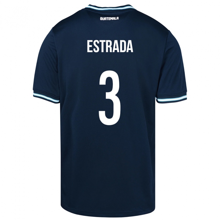 Férfi Guatemala Carlos Estrada #3 Kék Idegenbeli Jersey 24-26 Mez Póló Ing