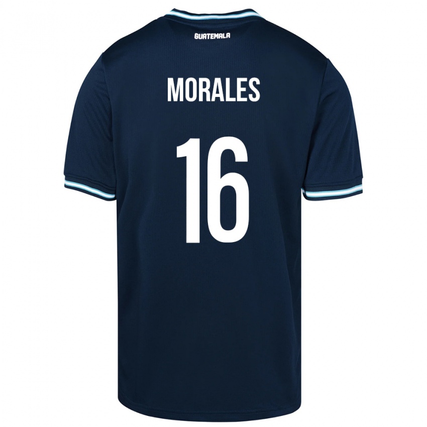 Férfi Guatemala José Morales #16 Kék Idegenbeli Jersey 24-26 Mez Póló Ing