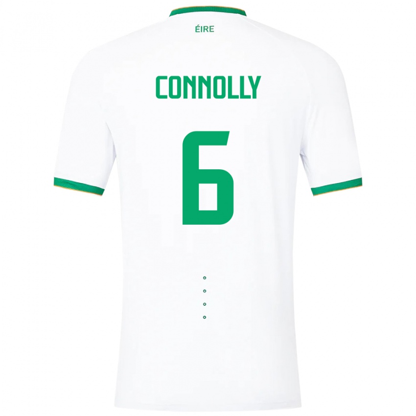 Női Ír-Sziget Megan Connolly #6 Fehér Idegenbeli Jersey 24-26 Mez Póló Ing