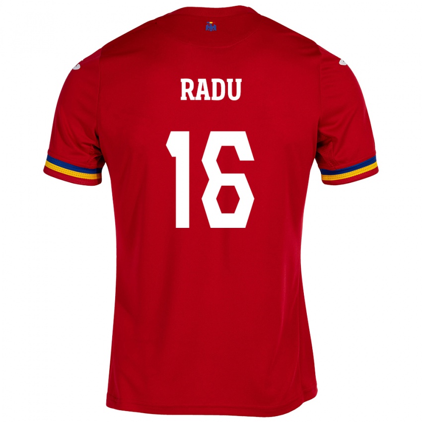 Női Románia Andrei Radu #16 Piros Idegenbeli Jersey 24-26 Mez Póló Ing