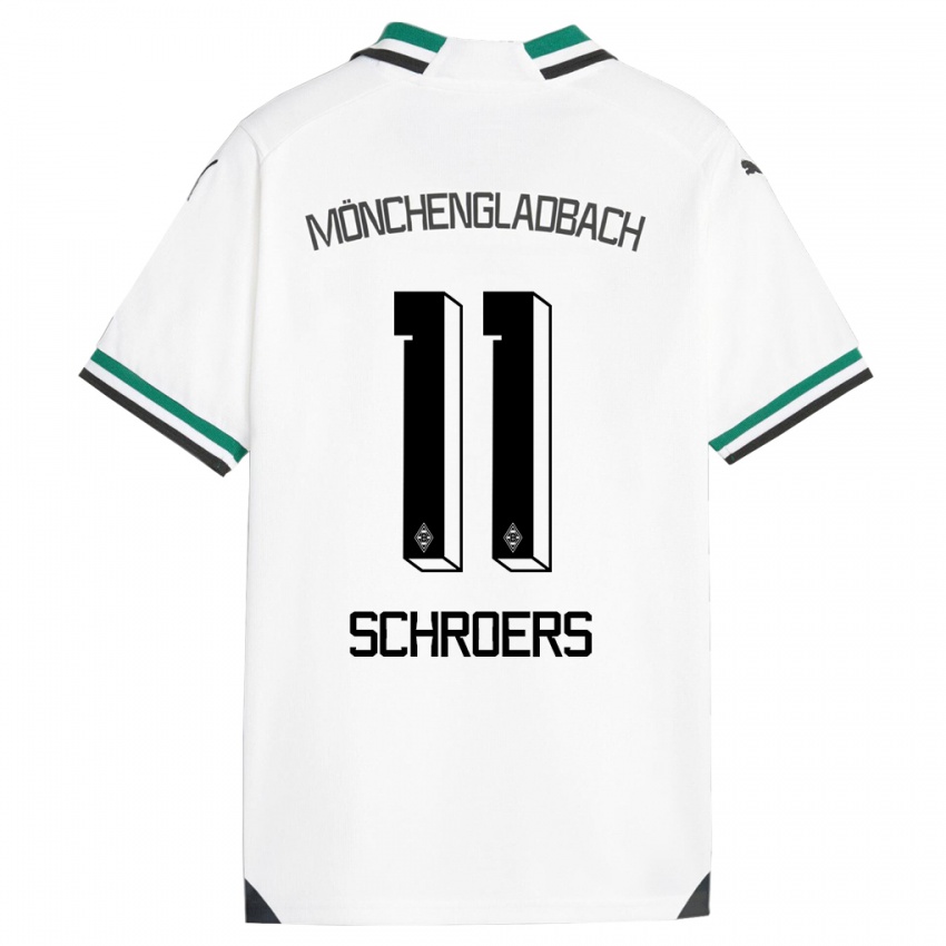 Gyermek Mika Schroers #11 Fehér Zöld Hazai Jersey 2023/24 Mez Póló Ing