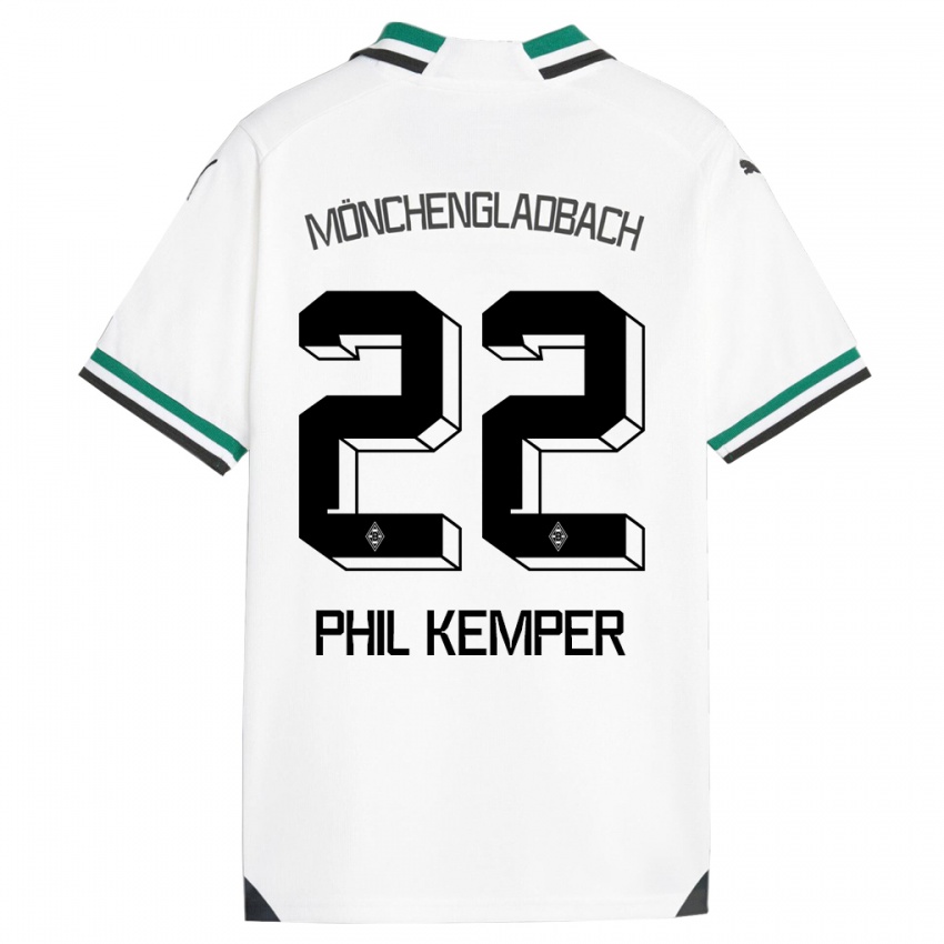 Gyermek Phil Kemper #22 Fehér Zöld Hazai Jersey 2023/24 Mez Póló Ing