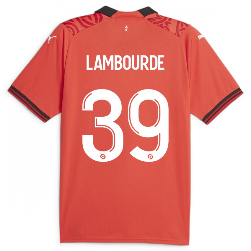 Gyermek Mathis Lambourde #39 Piros Hazai Jersey 2023/24 Mez Póló Ing