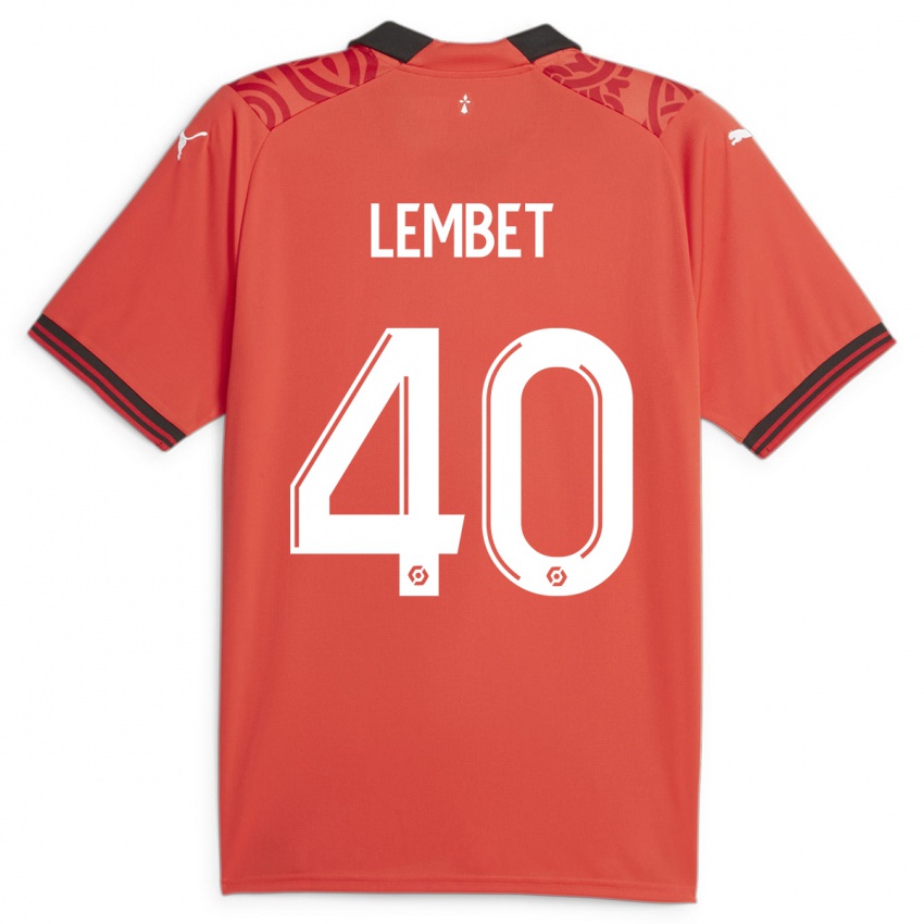 Gyermek Geoffrey Lembet #40 Piros Hazai Jersey 2023/24 Mez Póló Ing