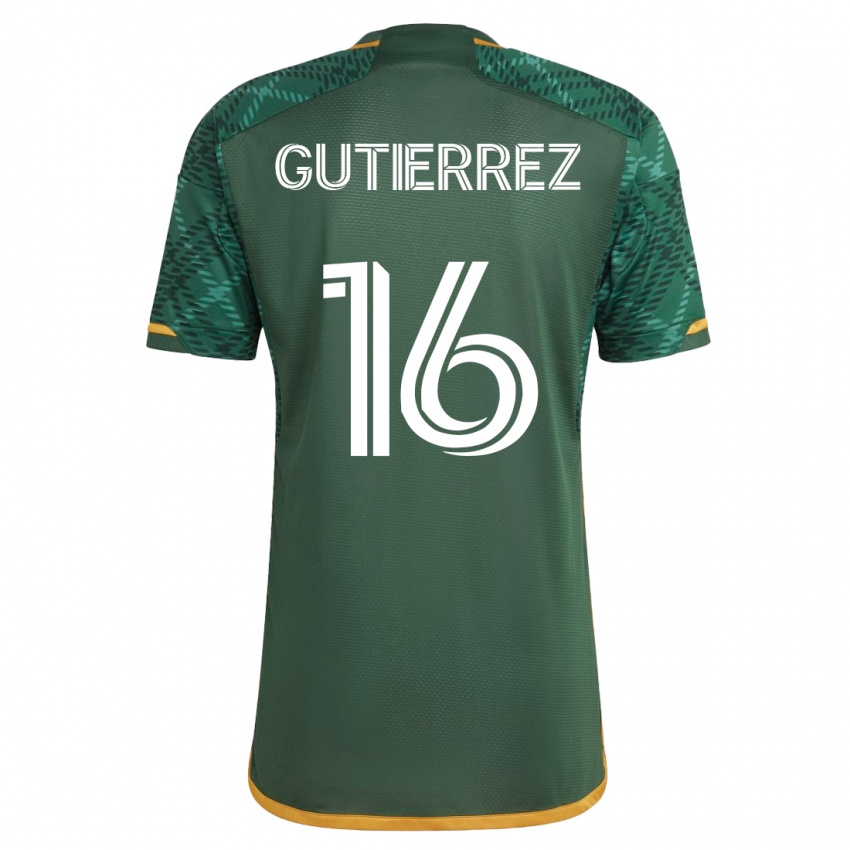 Gyermek Diego Gutiérrez #16 Zöld Hazai Jersey 2023/24 Mez Póló Ing