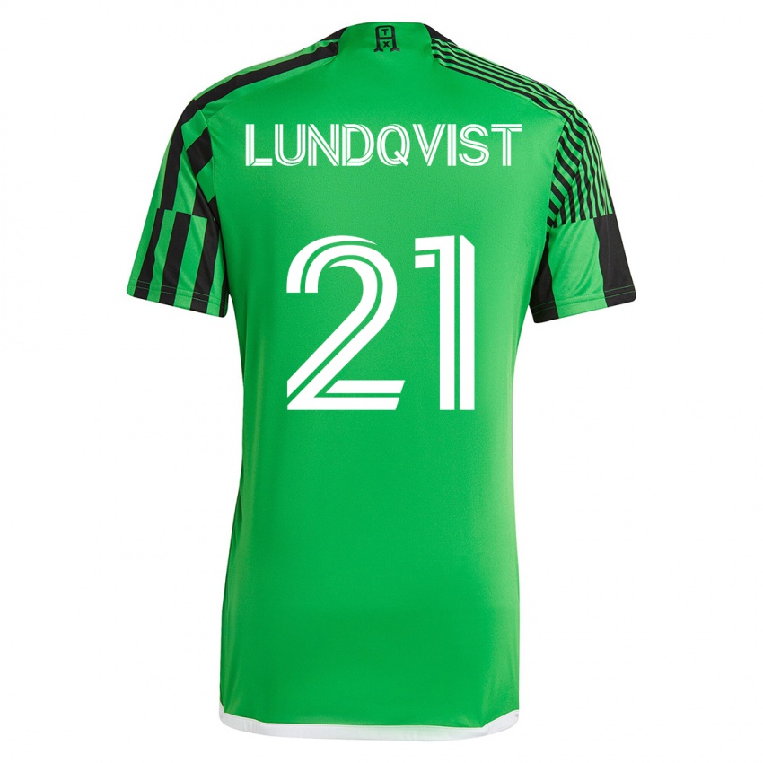 Gyermek Adam Lundqvist #21 Zöld Fekete Hazai Jersey 2023/24 Mez Póló Ing